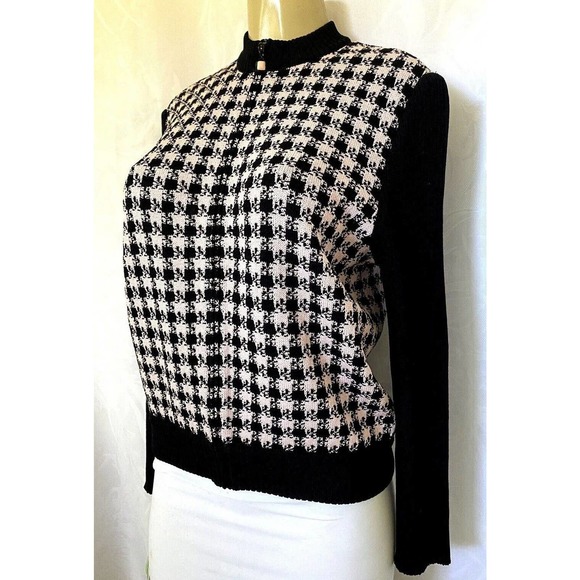 St John Blazer Jacket Cardigan Bomber Santana Knit Long Sleeve Black Pin… - Picture 2 of 8